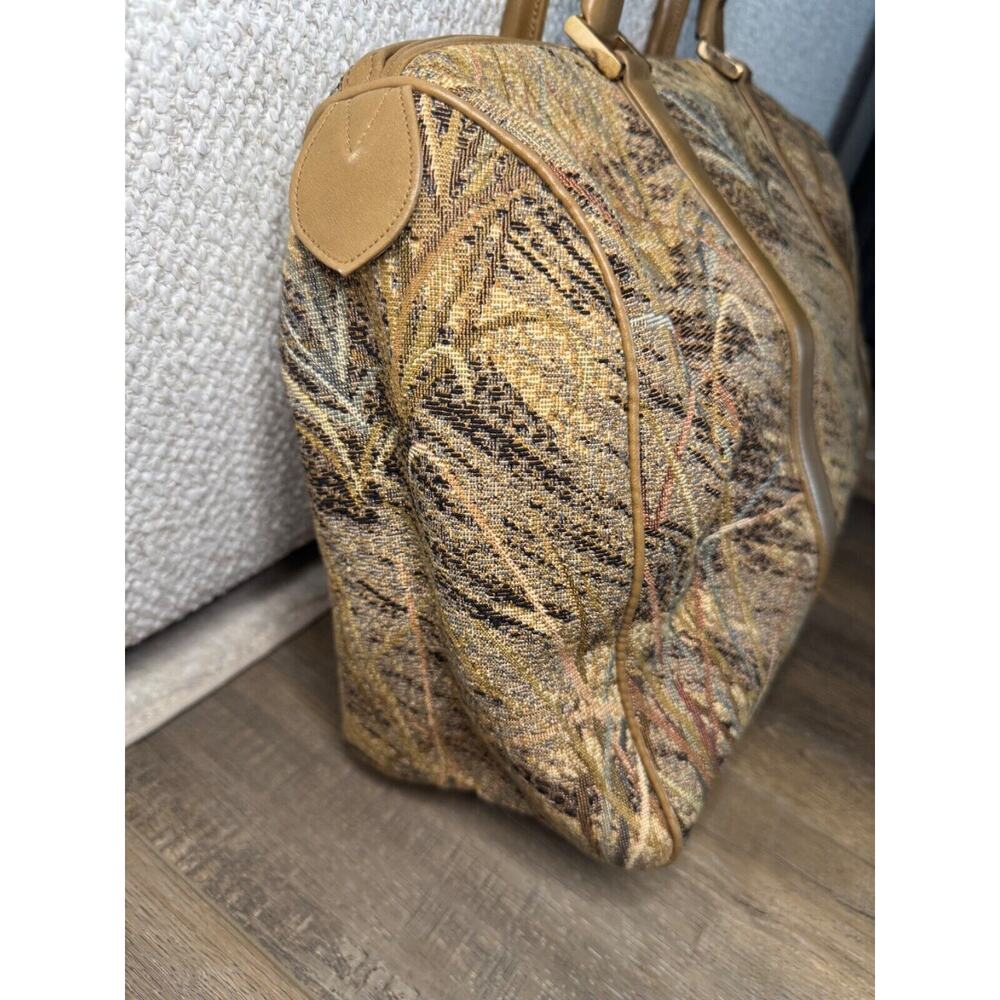 Vintage 70's Morris Moskowitz Tapestry Leather Handbag Purse MM USA - Picture 6 of 13